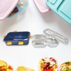 3 Compartment Transparent Stainless Steel Lunch Box for Kids - Image 4