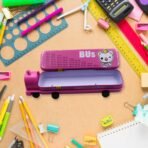 Double Decker Magic Bus Compass Layer Metal Box with Movable Wheels | Novelty Bus Stationery Case & Pencil Box for Children's Birthday Party - Image 4