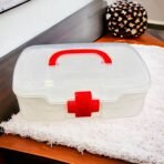 Portable First Aid Box with Transparent Lid & Detachable Tray ? 3 Compartments for Organized Storage - Image 4