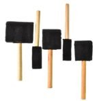 Multipurpose Sponge Brush Set (5 Pcs) with Wooden Handles ? Foam Paint Applicator