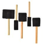 Multipurpose Sponge Brush Set (5 Pcs) with Wooden Handles ? Foam Paint Applicator