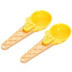 Ice Cream Spoons Set (2 pcs) ? Plastic Watermelon Scoopers with Trigger for Ice Cream, Fruit, and Cupcakes, Kitchen Tools