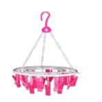 Round Plastic Cloth Drying Stand Hanger with 24 Clips Multicolor - Image 3