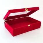 Present RED Storage Box with Transparent Lid ? Multipurpose Organizer Case with Gold Lock for Jewelry, Watches, Accessories, Keepsakes & Gifts