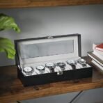 Presents Luxury 6-Slot Watch Box for Men & Women ? Lockable Leather Watch Organizer with Glass Lid, Soft Velvet Cushions, Premium Display & Storage Case for Watches (Black) - Image 2