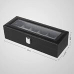Presents Luxury 6-Slot Watch Box for Men & Women ? Lockable Leather Watch Organizer with Glass Lid, Soft Velvet Cushions, Premium Display & Storage Case for Watches (Black) - Image 3