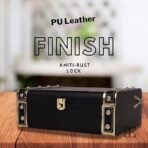 Present Luxury Black Decorative Storage Box ? Faux Leather Wooden Trunk with Gold Metal Studs & Lock | Multipurpose Organizer for Jewelry, Keepsakes, Gifts & Home D?cor - Image 6