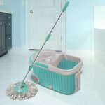 Spin Mop with Bigger Wheels and Plastic Auto Fold Handle for 360 Degree Cleaning