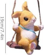 Adorable Bunny Rabbit on a Swing Statue - Whimsical Hanging Garden Figurine - Resin Indoor/Outdoor Tree or Patio Decor - Image 4