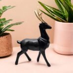 Black Patterned Deer Statue with Fawn Family - Detailed Resin Animal Sculpture for Living Room, Entryway Table, or Home Decor - Image 4