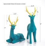 Blue Patterned Deer Statue with Fawn Family - Detailed Resin Animal Sculpture for Living Room, Entryway Table, or Home Decor - Image 5