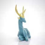 Blue Patterned Deer Statue with Fawn Family - Detailed Resin Animal Sculpture for Living Room, Entryway Table, or Home Decor - Image 7