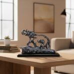 Elephant Mother & Baby Figurine - Lucky Trunk Up Black & Silver Resin Sculpture - Good Fortune Home Decor Statue for Family, Office, or Gift - Image 2